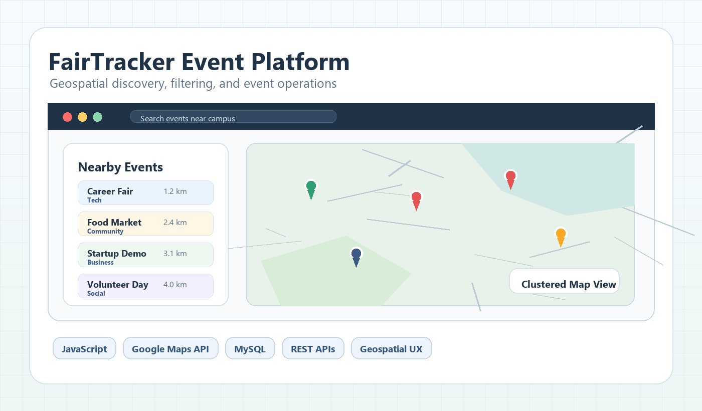 FairTracker event platform map interface visual