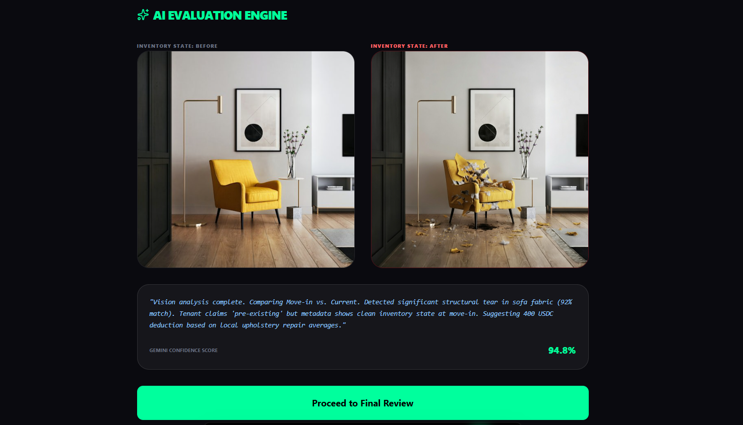 Cropped RentLock AI evaluation engine interface
